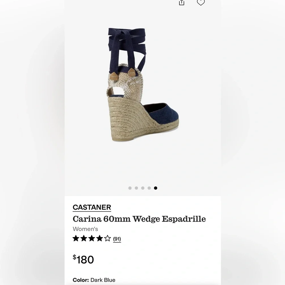 Castaner Dark Blue Carina 60mm Wedge Espadrille